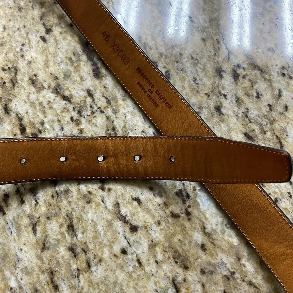 BRIGHTON Black Calfskin Belt embossed size 46”